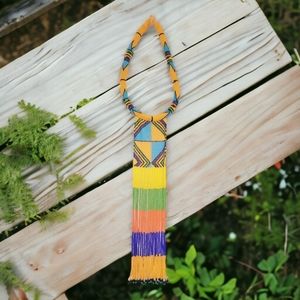 Necklace,  Beaded necklace,  African ankara necklace,  multicolored necklace
